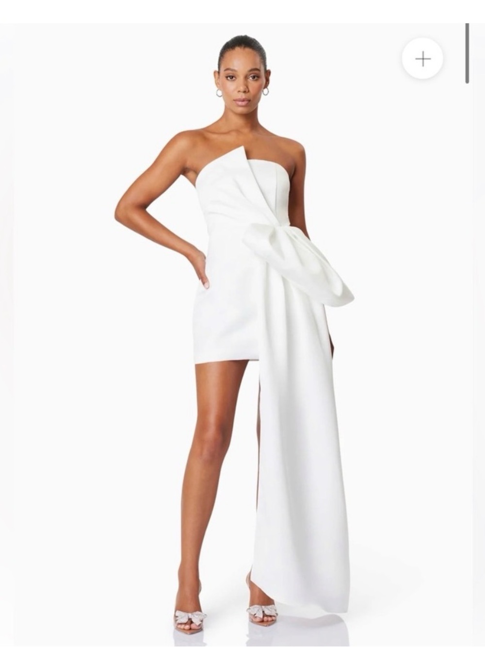 Elliatt Alice Bow Dress | Strapless White Mini Dress with Draped Bow Detail